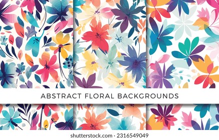 Vector illustration of abstract floral backgrounds pattern set