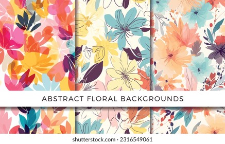 Vector illustration of abstract floral backgrounds pattern set