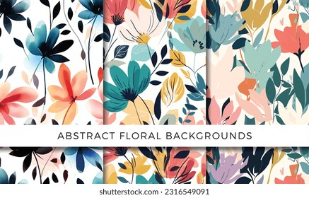 Vector illustration of abstract floral backgrounds pattern set
