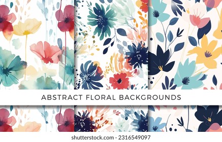 Vector illustration of abstract floral backgrounds pattern set