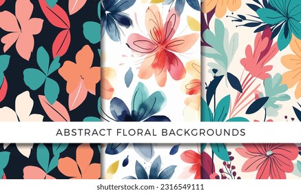 Vector illustration of abstract floral backgrounds pattern set