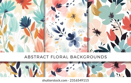 Vector illustration of abstract floral backgrounds pattern set