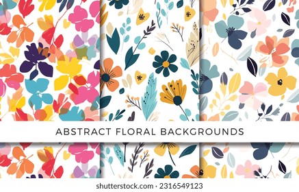 Vector illustration of abstract floral backgrounds pattern set