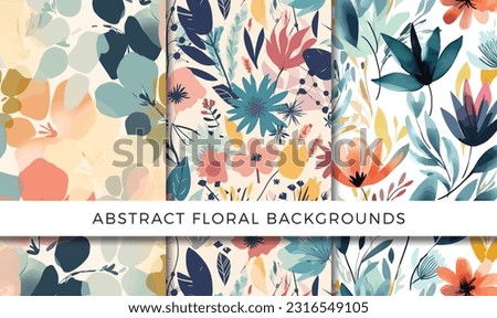 Vector illustration of abstract floral backgrounds pattern set
