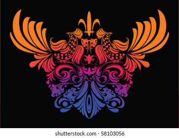 Vector illustration of abstract floral birds