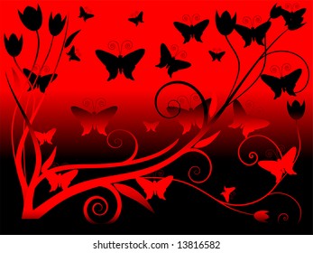 Vector Illustration of Abstract floral butterfly background