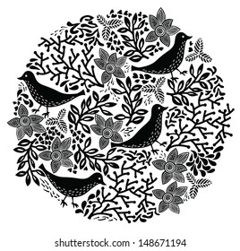 vector illustration of an abstract floral circle 