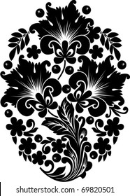 Vector illustration of abstract floral composition such hohloma  painting. Clip art optimized for  cutting on plotter. stencil for decor