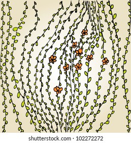 A vector illustration of an abstract floral drawing.