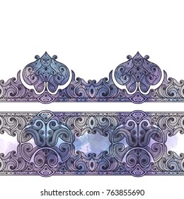 Vector illustration of abstract floral ornament. Seamless border.