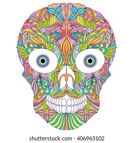 Vector Illustration of abstract  floral skull on white background.