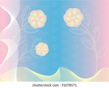 vector illustration of abstract floral Valentine's Day