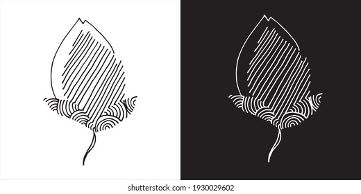 Ilustración vectorial del diseño de arte de la línea natural de las flores abstractas en fondo blanco y negro