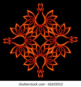 vector illustration of the abstract flower on a black background