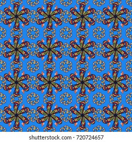 Vector illustration. Abstract flower seamless pattern background. On blue, black and neutral colors. Cute Floral pattern in the small flower. Vector pattern.