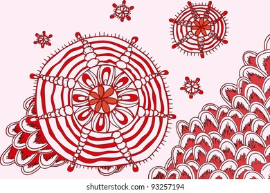 Vector illustration, abstract flower seeds, card concept.