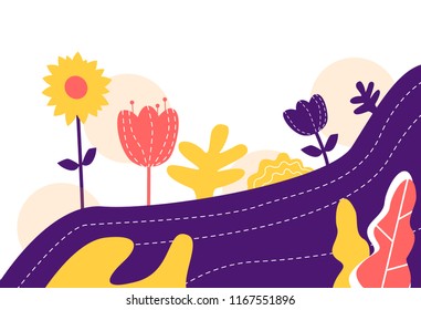 Vector illustration of a abstract flowers minimal flat background