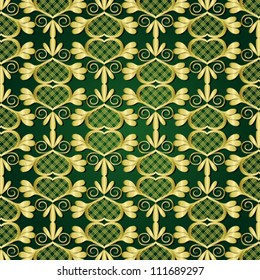 Vector illustration of abstract flowers on green background