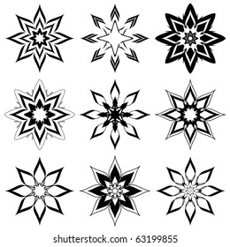 vector illustration of the abstract flowers set for design.
