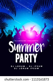 Vector illustration abstract flyer poster design summer beach party template