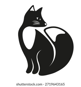 Ilustração vetorial de fundo transparente isolado Silhueta de raposa abstrata. Impressão perfeita de t-shirt animal. Elegante raposa ondulada com bela cauda. EPS 10