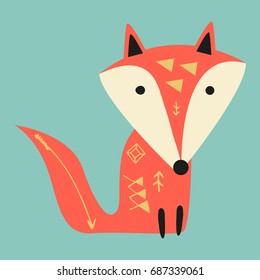 Vector illustration of an abstract funny fox. Print, postcard, poster, design element.