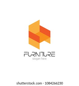 Vector illustration of abstract furniture logo design concept. Symbol and icon template of sofa, table, chair, and home interior