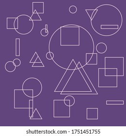 Vector illustration of an abstract futuristic background with geometric shapes - circles, triangles and squares. Graphics for wallpapers, banners, posters.