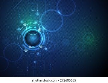 Vector illustration Abstract futuristic circuit board, high computer technology business, gear wheel on green blue color background