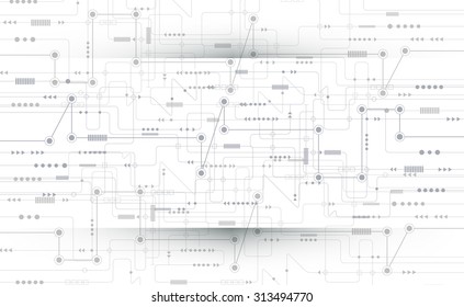 Vector illustration Abstract futuristic circuit board, high computer technology on light gray color background. Hi-tech digital technology concept