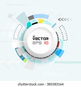 Vector illustration Abstract futuristic circuit board, hi-tech computer digital technology concept, Blank white 3d paper circle for your design on light gray color background
