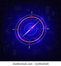 Vector illustration Abstract futuristic compass, high computer technology