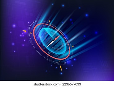 Vector illustration Abstract futuristic compass, high computer technology