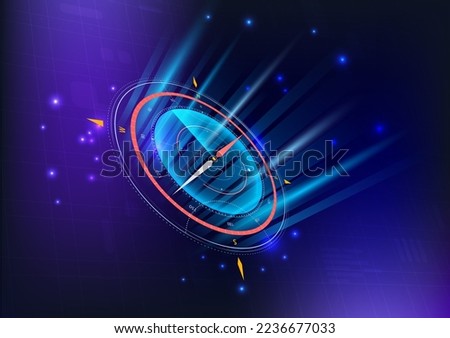 Vector illustration Abstract futuristic compass, high computer technology