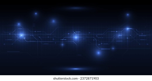 Vector illustration of abstract futuristic digital high technology horizontal line.Digital communication innovation and technology concept.