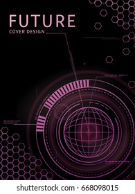 Vector illustration Abstract futuristic earth on circuit board, high computer technology. Future geometric design.