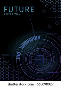 Vector illustration Abstract futuristic earth on circuit board, high computer technology. Future geometric design.