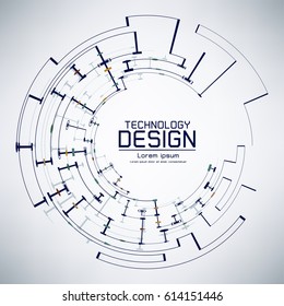 Vector illustration Abstract futuristic eyeball on circuit board, light gray and white color background