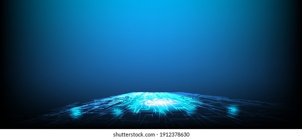 Vector illustration Abstract futuristic, high computer technology, innovation communication concept. Dark blue color background