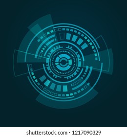 
Vector illustration of abstract futuristic HUD interface on dark blue gradient background 