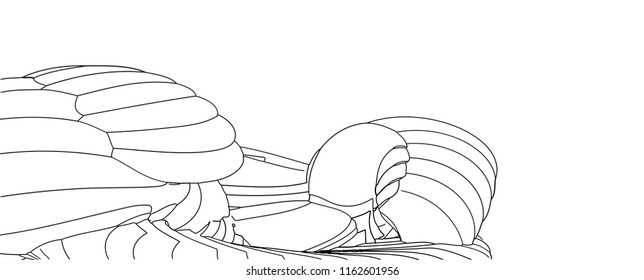 Vector illustration of an abstract geometric backdrop consisting of elements of different shapes and sizes on a white background. Suitable as a template for a coloring book.