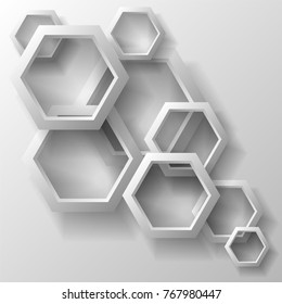 Vector illustration of an abstract geometric background consisting of intersecting shapes with a shadow, infographics.