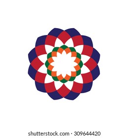 Vector illustration of abstract geometric colorful flower logo.