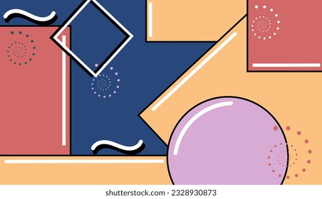 Vector illustration of abstract geometric figures from traditional market and modern market. Bold aesthetic retro vintage background. SSTKBold.