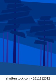 vector illustration abstract geometric landscape summer pine trees forest grass night