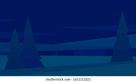 vector illustration abstract geometric landscape summer pine trees forest night clouds
