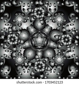  Ilustración vectorial. Fondo abstracto geométrico moderno. Color negro, gris, blanco y plata, sin fisuras. De estilo Art Déco.Textura de lámina de plata. Luminoso telón de fondo. Pos de polka, confetti.