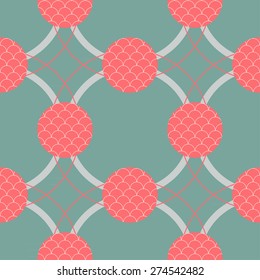 vector illustration of abstract geometric pattern, with circular motifs in red and green