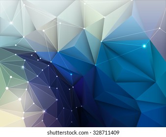 Vector illustration Abstract Geometric, Polygonal, Triangle pattern in molecule structure shape and multicolored background. Digital communication technology concept