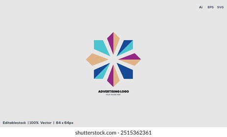 vector illustration of abstract geometric rainbow flower logo